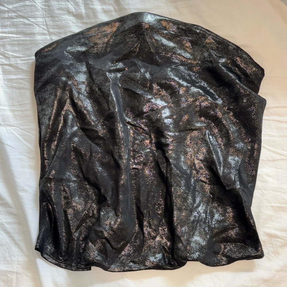 Anthropologie metallic strapless top - size M
